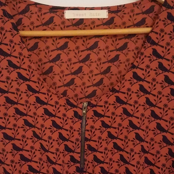 Sweet Rain Dress with Bird Pattern, Med. - Picture 3 of 8